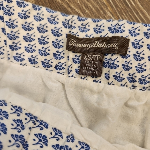 Tommy Bahama NWOT Linen Blue Baroque Elastic Waist Skirt Size XS - Picture 3 of 9